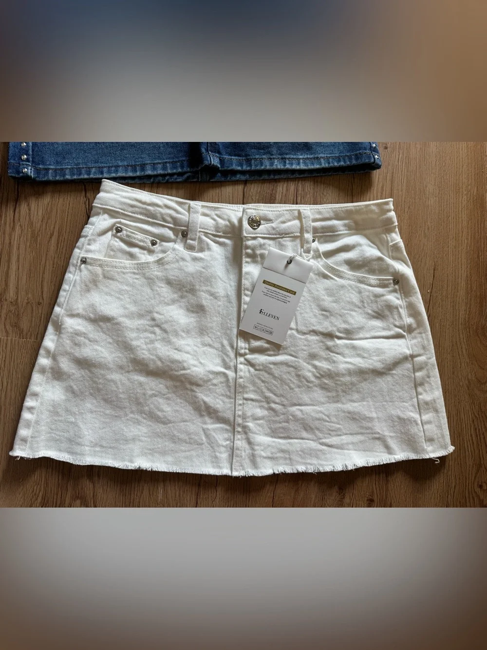Kids Denim Miniskirt and Shorts Set - White, Cream & Blue Size M 12-14 YO